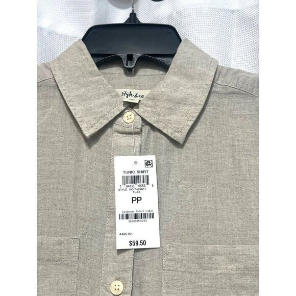 Style & Co Petite Linen Blend Boyfriend Tunic Shirt, Flex, PP - Picture 5 of 9